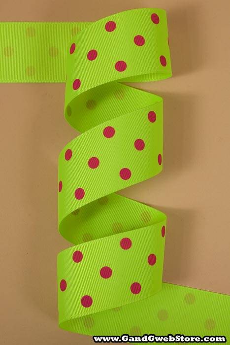 1-1/2" X 17yds Grosgrain Key Lime/shocking Pink #544 - Image 2