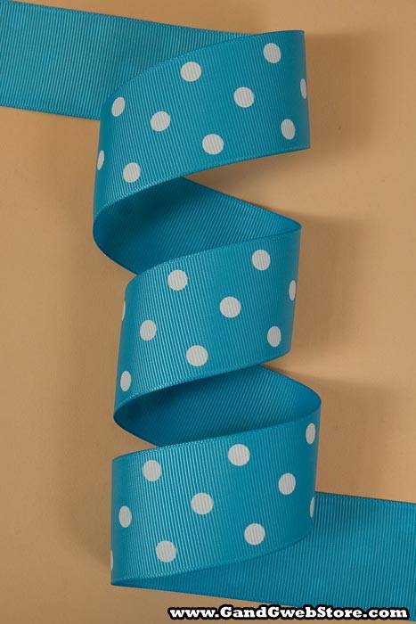 1-1/2" X 17yds Grosgrain Turquoise/white #340 - Image 2