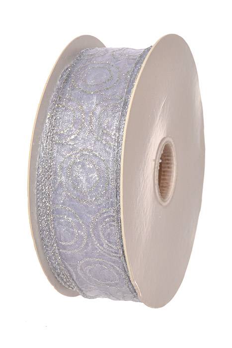 1-1/2" x 50Yds Wired Jupiter Ribbon White/Silver - Image 2