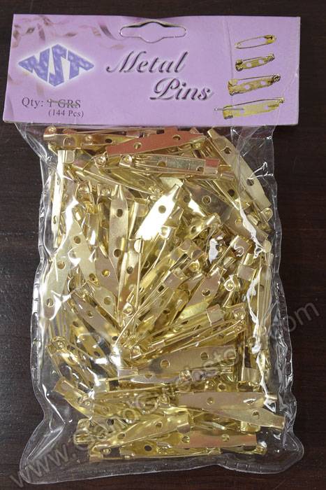 1.25" Flat Back Safety Pin Gold Pkg/144 - Image 2