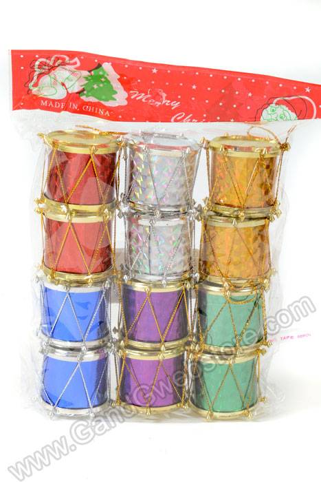 1.25" Laser Drum Ornament Assort Pkg/12 - Image 3