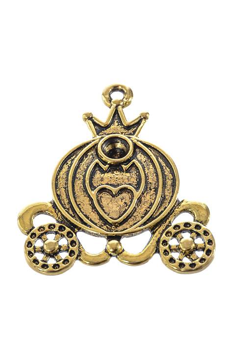 1.25" Pumpkin Coach Metal Charm Gold Pkg/10 - Image 2