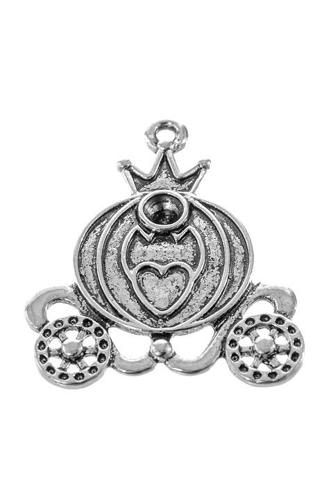 1.25" Pumpkin Coach Metal Charm Silver Pkg/10 - Image 2