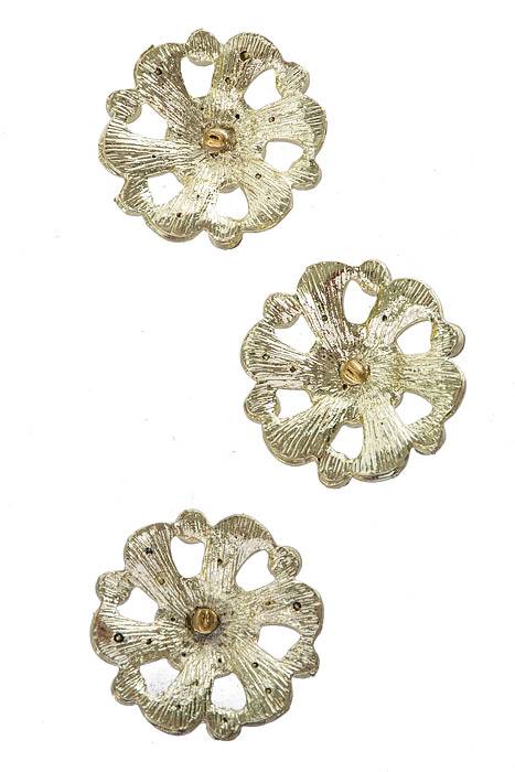1.5" Round Ribbon Button Gold Pkg/3 - Image 2