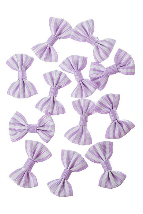1.5" Stripes Ribbon Bow Lavender Pkg/12 - Image 2