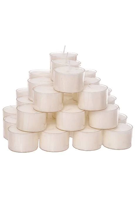 1.5" X 1" Tealight Candle Clear/White Pkg/30