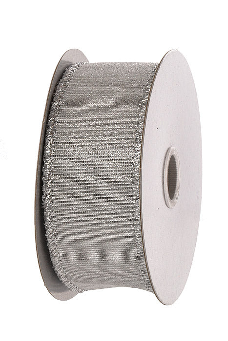 1.5" X 10Yds Wired Metallic Sheer Ribbon Silver - Image 2