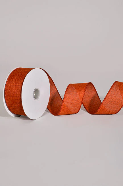 1.5" X 10Yds Wired Poly Linen Ribbon Terracotta - Image 2