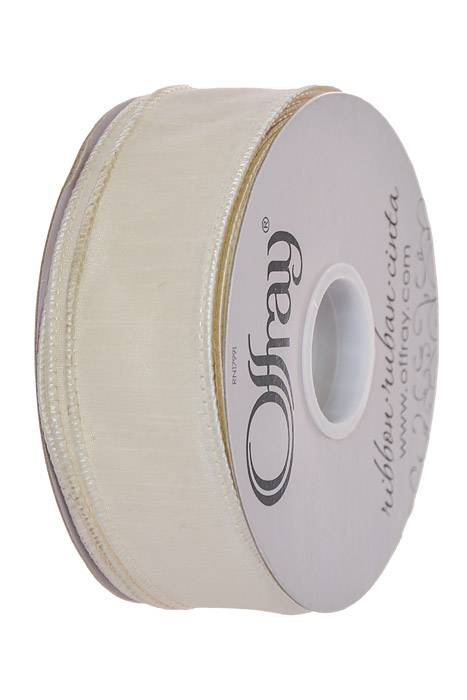 1.5" X 25 Yds Wired Anisha Ribbon Ivory - Image 2