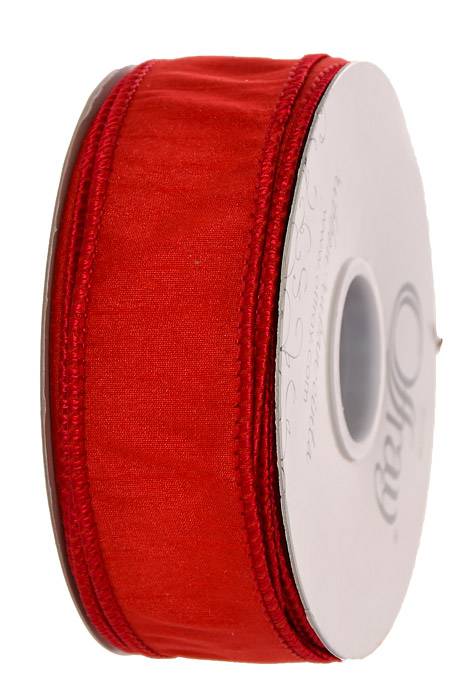 1.5" X 25 Yds Wired Anisha Ribbon Red - Image 2
