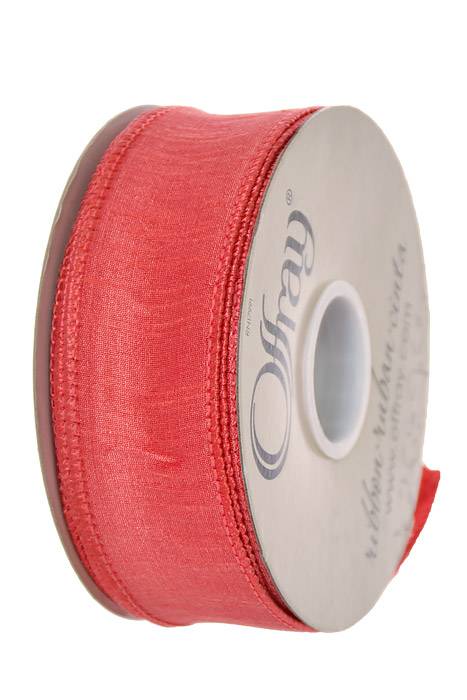 1.5" X 25 Yds Wired Anisha Ribbon Red Coral - Image 2