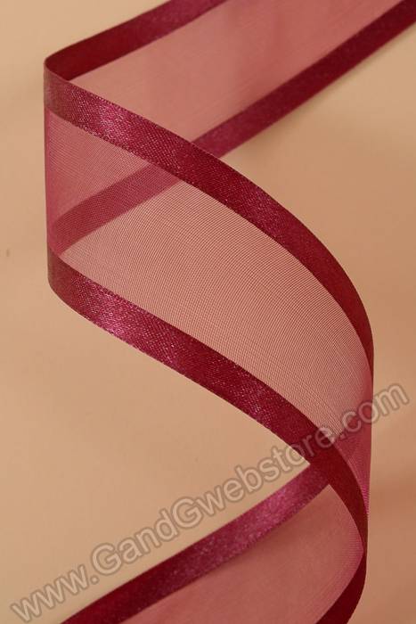 1.5" X 25yds Organza Satin Edge Burgundy - Image 2