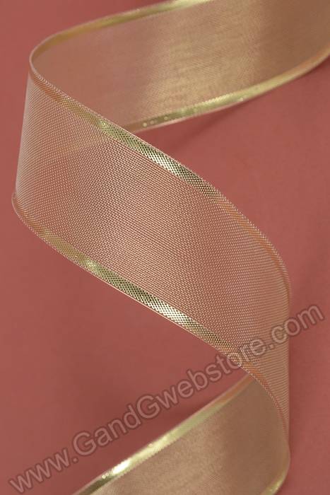 1.5" X 25yds Organza W/metallic Edge Wired Ribbon Gold - Image 2
