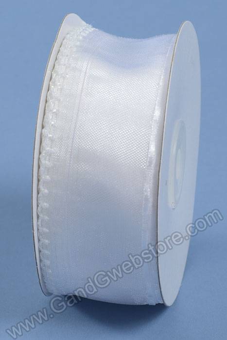 1.5" X 25yds Side Pull Bow Ribbon White - Image 2