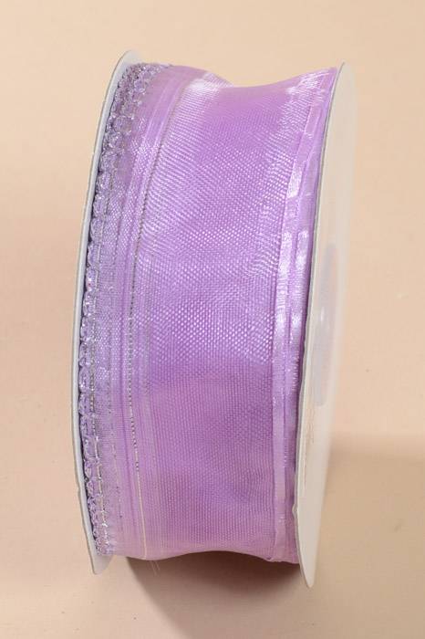 1.5" X 25yds Side Pull Bow W/silver Trim Lavender - Image 2