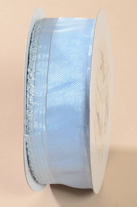 1.5" X 25yds Side Pull Bow W/silver Trim Light Blue - Image 2