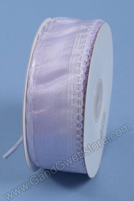 1.5" X 25yds Side Pull Bow W/white Trim Lavender - Image 2