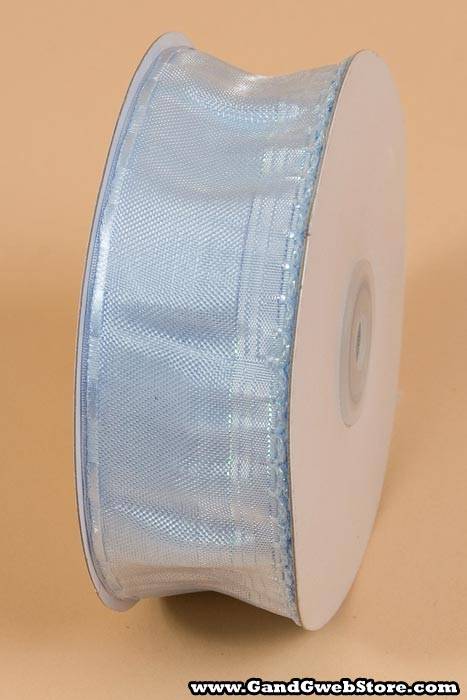 1.5" X 25yds Side Pull Bow W/white Trim Light Blue - Image 2