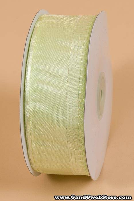 1.5" X 25yds Side Pull Bow W/white Trim Mint - Image 2
