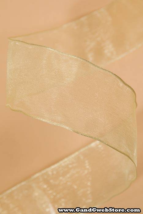 1.5" X 25yds Wire Sheer Ribbon Maize - Image 2