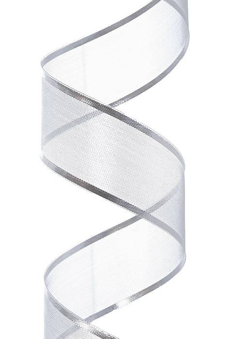 1.5" X 25yds Wired Metallic Organza Ribbon Silver - Image 2