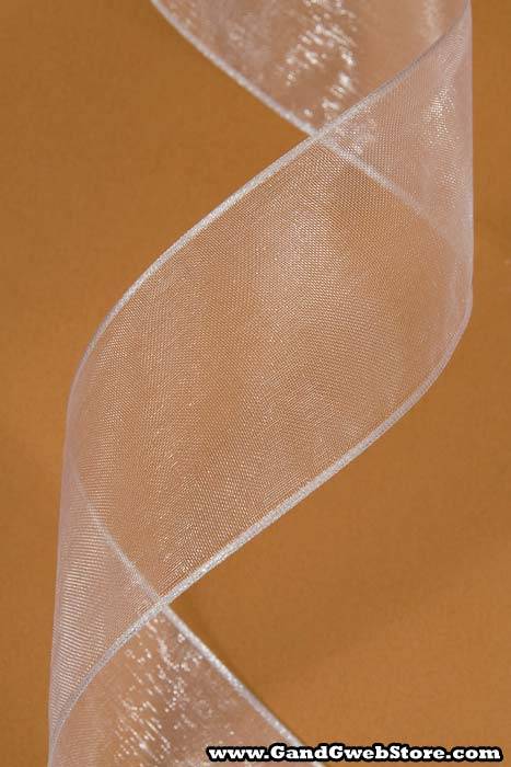 1.5" X 25yds Wired Sheer Ribbon White - Image 2