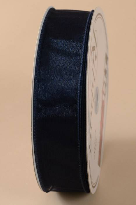 1.5" X 50yds Wired Chiffon Ribbon Navy #9