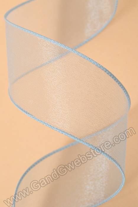 1.5" X 50yds Wired Sheer Spring Ribbon Blue/blue - Image 2