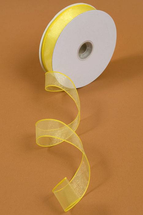1.5" X 50yds Wired Sheer Spring Ribbon Yellow #9