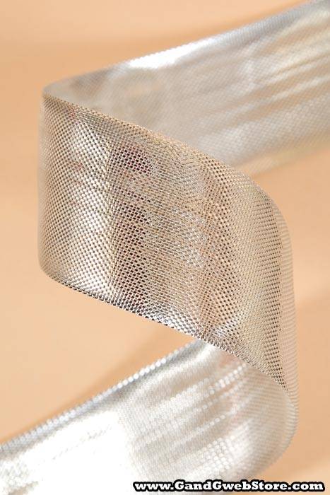 1-7/16 X 25yds Metalique Ribbon Silver - Image 2