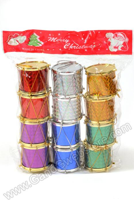 1" Laser Drum Ornament Assort Pkg/12 - Image 3