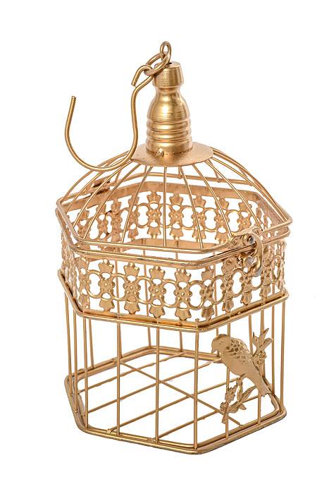 10/13/17" Metal Hexagon Bird Cage Gold - Image 2