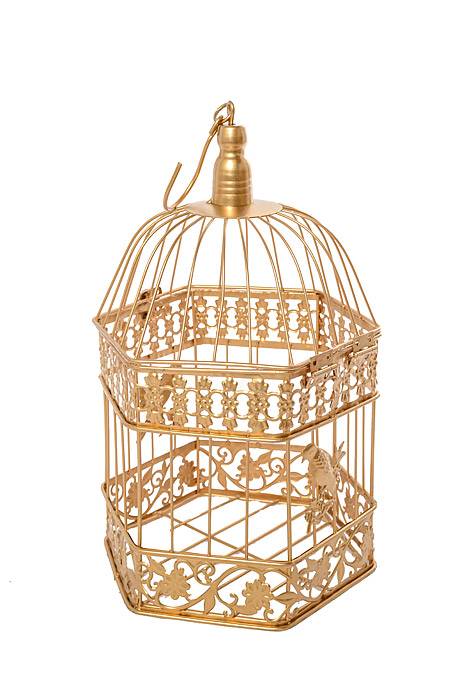 10/13/17" Metal Hexagon Bird Cage Gold - Image 3