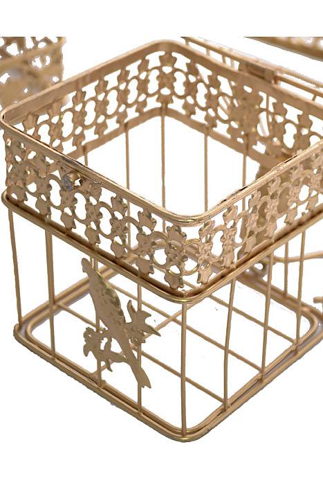 10/13/17" Metal Square Bird Cage Gold - Image 2