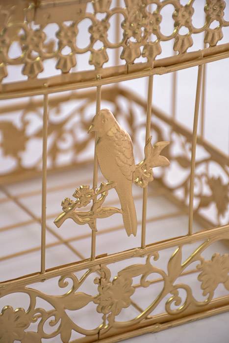 10/13/17" Metal Square Bird Cage Gold - Image 3