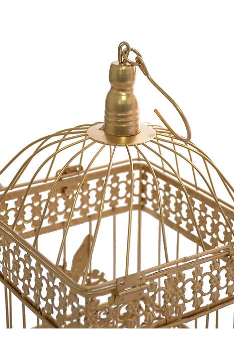 10/13/17" Metal Square Bird Cage Gold - Image 4
