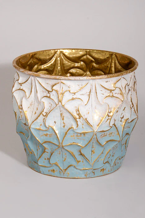 10"/13" Metal Vase Blue/Gold Set/2 - Image 3