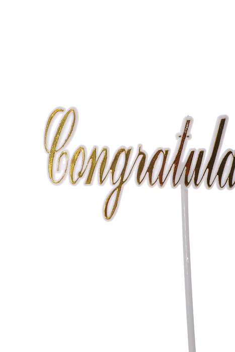 10.5" Congratulations Pick Gold/White Pkg/12 - Image 2
