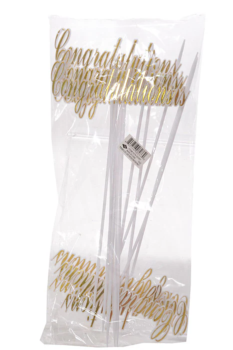 10.5" Congratulations Pick Gold/White Pkg/12 - Image 3