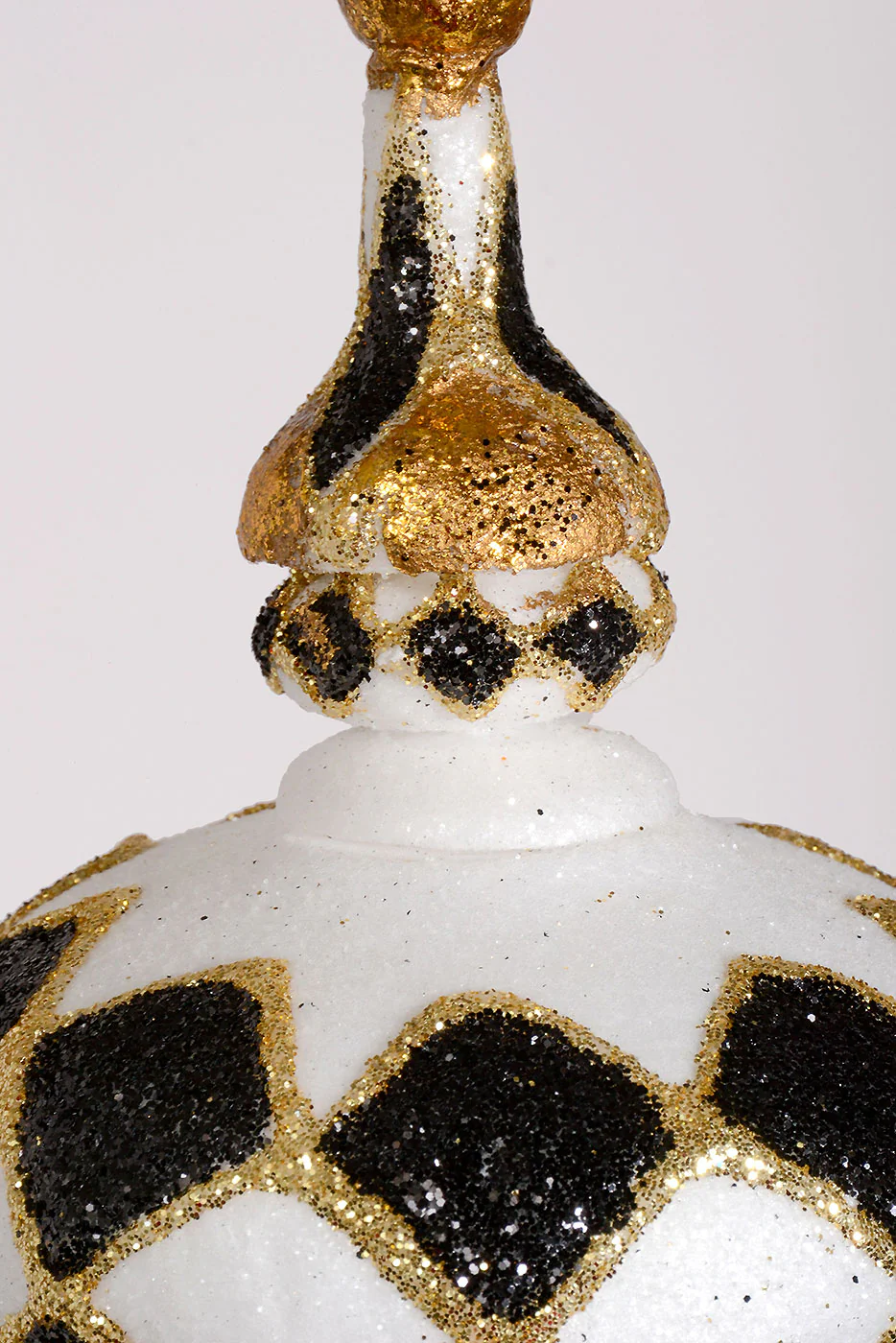 10.5" Harlequin Glitter Kismet Ornament Black/White - Image 2