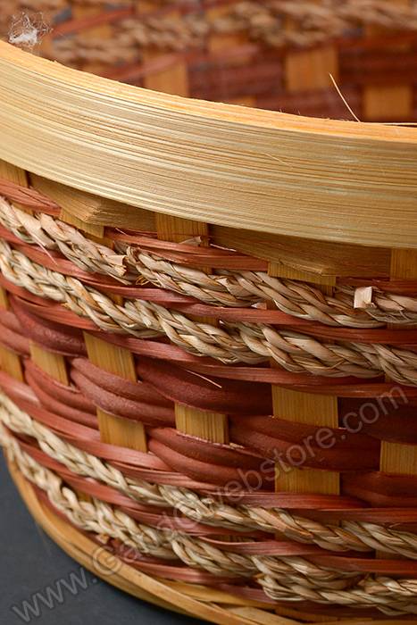 10.5" Round Split Wood & Rope Basket W/liner Natural - Image 2