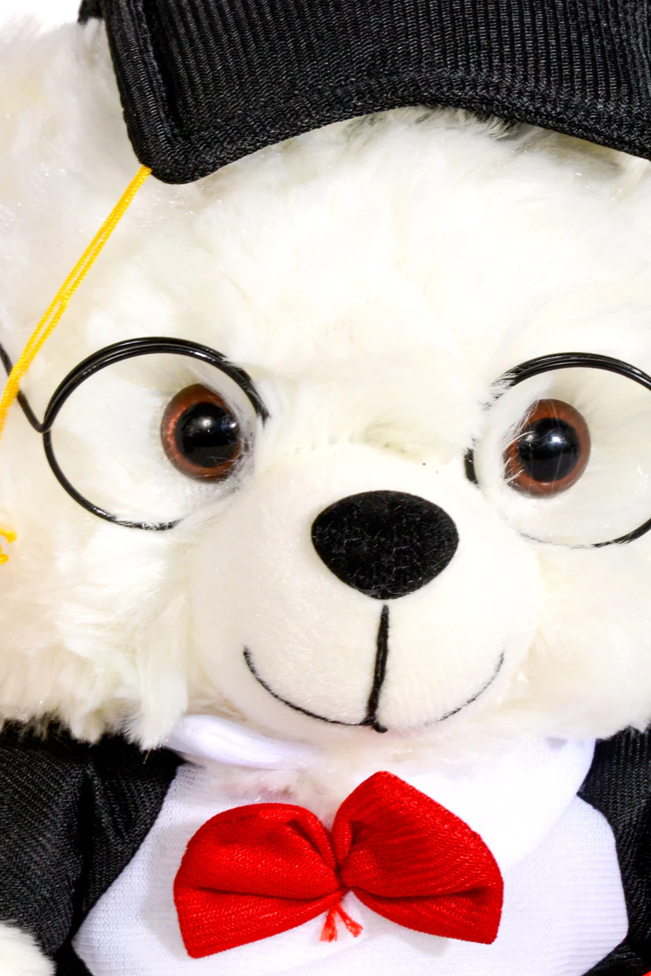 10" Graduation Bear With Glasses White/Black - Image 2