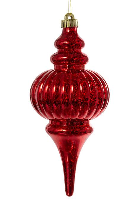 10"  Mercury Ridged Finial Ornament Red Bx/2 - Image 2