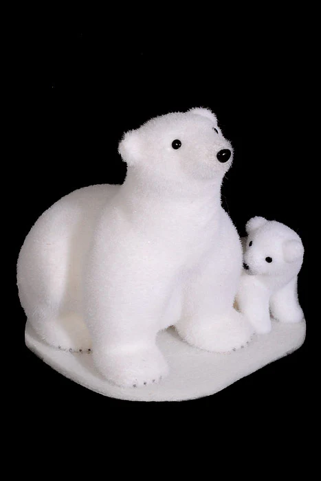 10" Polar Bear with Baby Bear White - Image 3