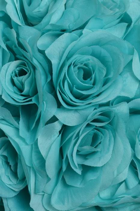 10" Rose Ball W/Ribbon Aqua - Image 2