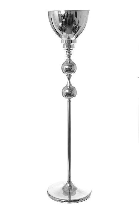 10" X 46"h Floral Metal Stand Silver
