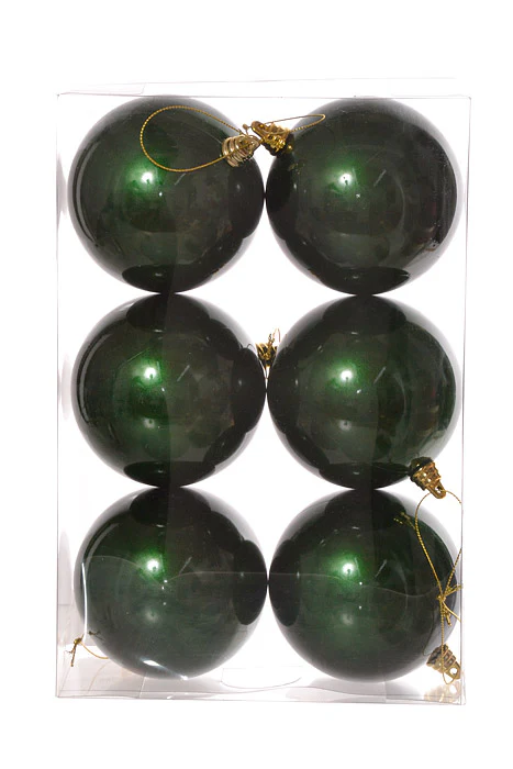 100Mm Ball Ornament Dark Green Pkg/6 - Image 2