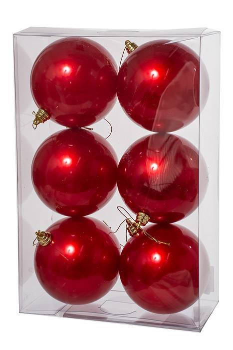 100mm Ball Ornament Red Bx/6 - Image 2