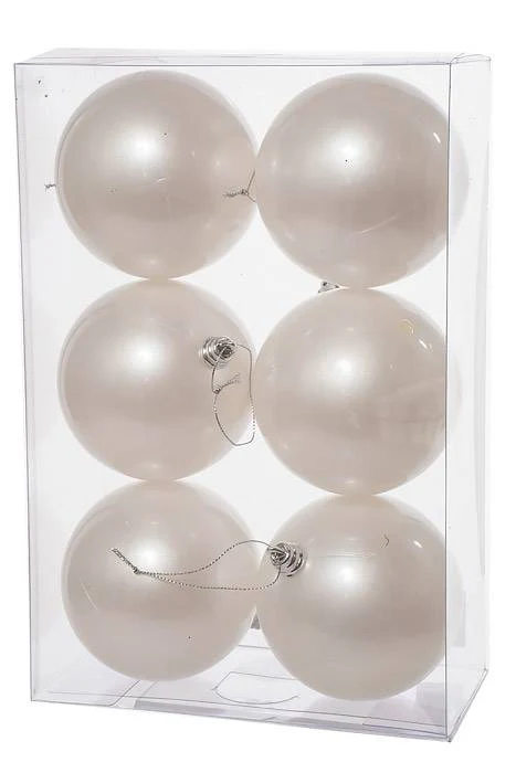 100mm Ball Ornament White Bx/6 - Image 2