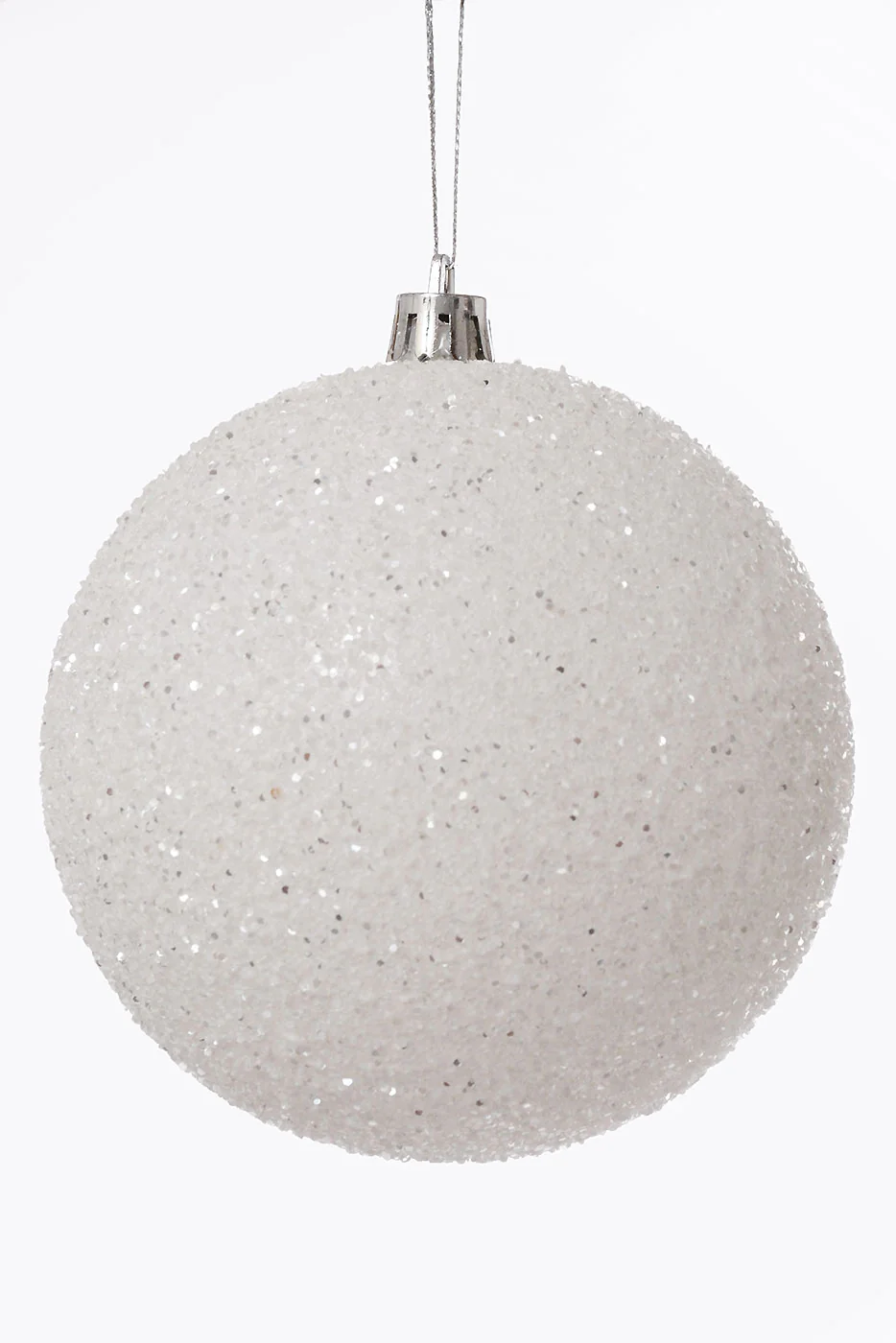 100mm Glitter Ball Ornament Bx-6 White - Image 2